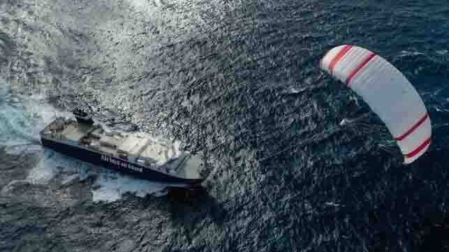 The Seawing Kite gains traction during ongoing sea trials on a ro-ro The Seawing Kite gains traction during ongoing sea trials on a ro-ro