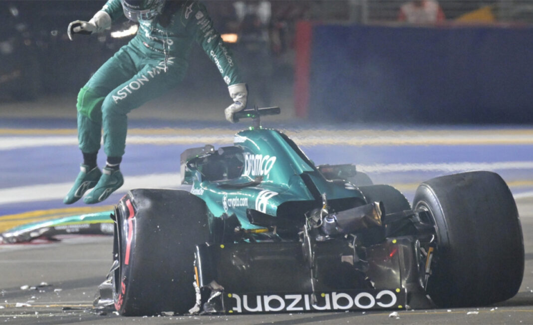 Stroll suffers major crash Stroll suffers major crash
