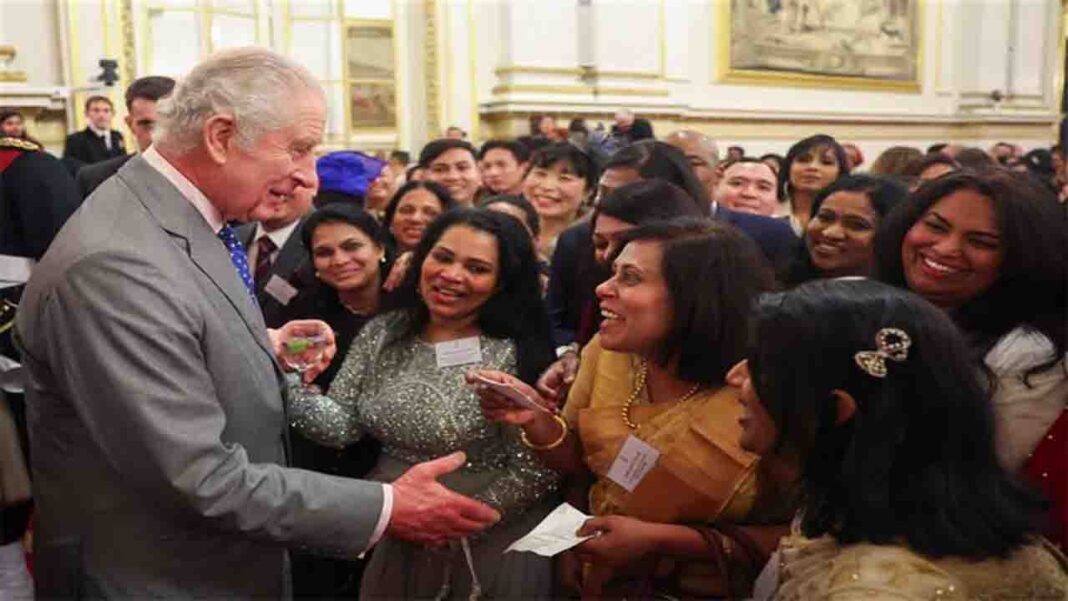 King Charles III celebrates his 75th birthday with Indian nurses. King Charles III celebrates his 75th birthday with Indian nurses.