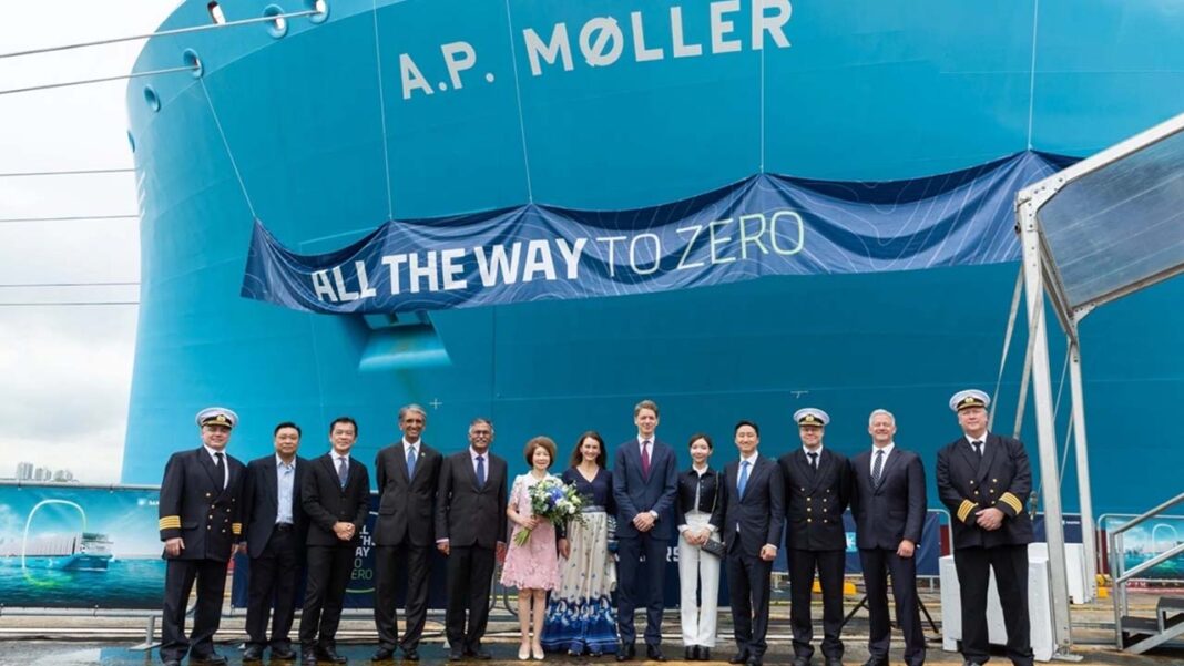 Maersk unveils the container ship A.P. Moller in Singapore