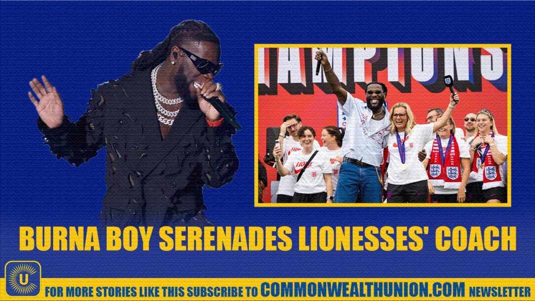 Crowd Goes Wild as Burna Boy Crashes England Women’s Euro 2025 Celebration