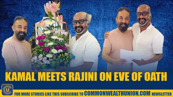 Political Power Meets Superstar Bond: Kamal and Rajini’s Viral Moment Before Oath Day