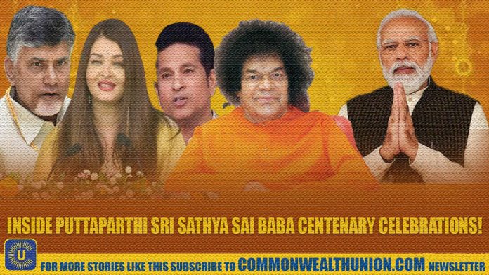 PM Modi joins majestic ceremonies in Puttaparthi marking Sri Sathya Sai Baba’s 100-year commemoration!