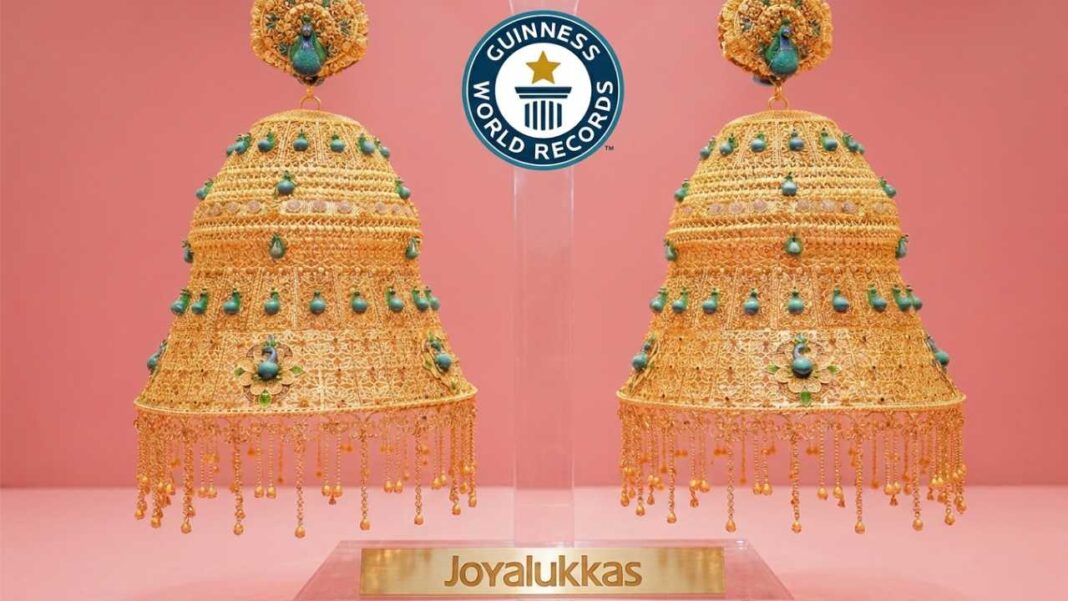 Indian jewellery brand sets Guinness record with 16 kg gold jhumkas in Dubai! Indian jewellery brand sets Guinness record with 16 kg gold jhumkas in Dubai!